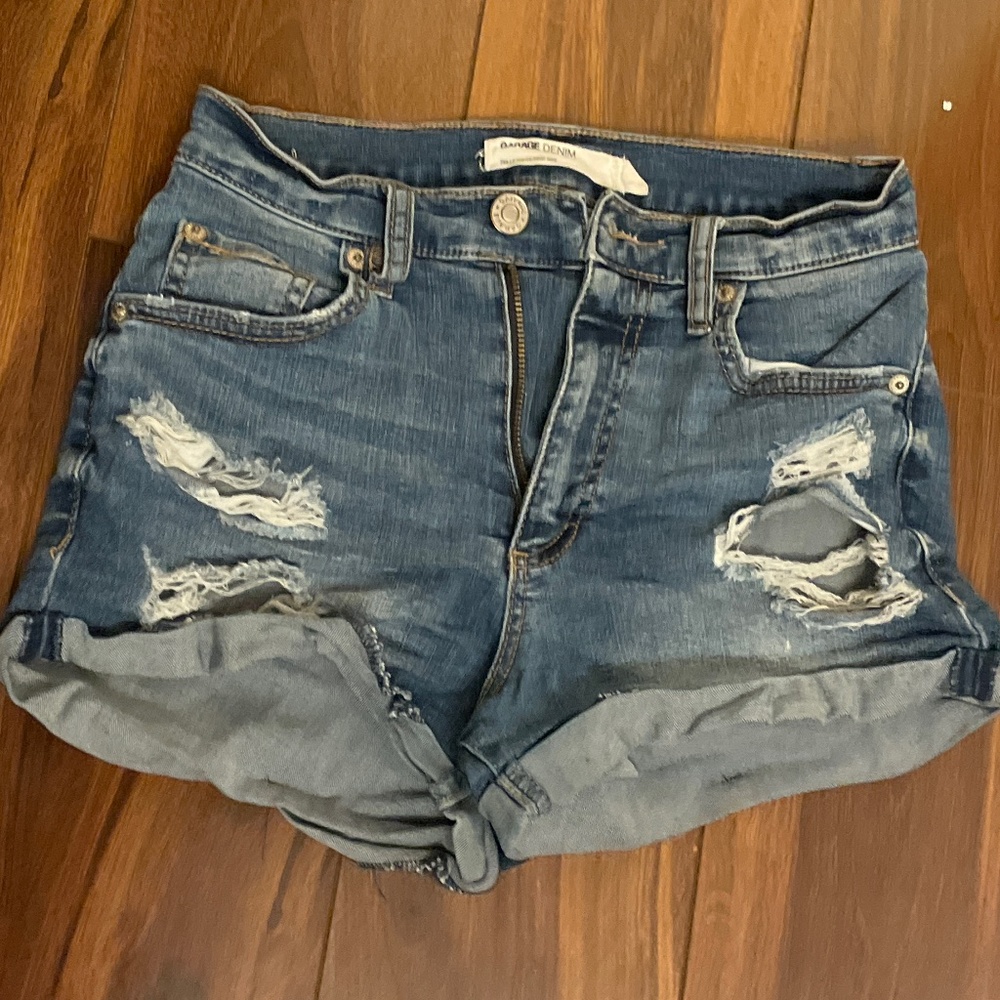 Garage denim shorts with rips & distressing